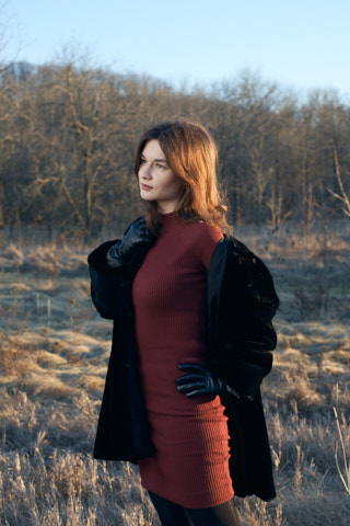 portrait of a girl in red dress